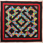 Multi color Patchwork Abstract style Log Cabin FINISHED QUILT - Masculing Look