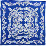 Floral Baskets Hand Applique Wall Sized FINISHED QUILT - Blue and white