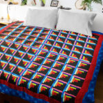 Multi Color Patchwork Sparkling Diamond Log Cabin FINISHED QUILT - Elegant