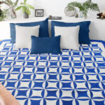 Blue & White Patchwork Orange Peel FINISHED QUILT - Queen