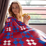 Nice Red, White & Blue Star design FINISHED QUILT - Queen Size Masculine Colors