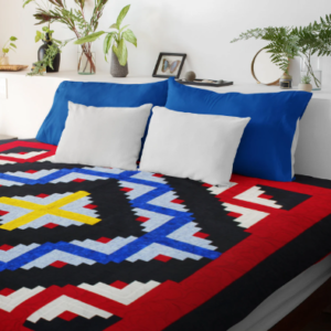 Masculine Log Cabin FINISHED QUILT- Nice Barn Raising pattern – Queen size