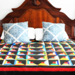 Patchwork Scraps Sparkling Diamond Log Cabin FINISHED QUILT - Masculine colors