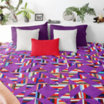 Abstract Patchwork Strip Scrap FINISHED QUILT - Queen size - Masculine Look