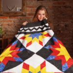 Very Unique Star patchwork FINISHED QUILT - Queen size - Feather quilting