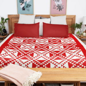 Large Patchwork Red & White Wild Goose Chase FINISHED QUILT