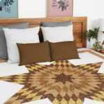 Lone Star patchwork FINISHED QUILT -Earth tone, Queen size - Strip Borders