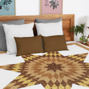 Lone Star patchwork FINISHED QUILT -Earth tone, Queen size – Strip Borders