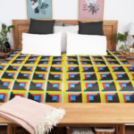 Log Cabin FINISHED QUILT - Queen size, patchwork sparkling diamond pattern