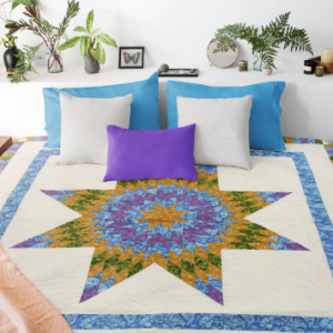 Lone Star patchwork FINISHED QUILT – Queen size quilt – Strip Border details