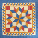 Multi Colors - Broken Star with Hand Applique borders - FINISHED QUILT - Queen