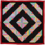 Multi color Queen Size Country Log Cabin FINISHED QUILT- Very Nice Barn Raising