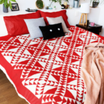 Graphic patchwork Red & White Wild Goose Chase FINISHED QUILT