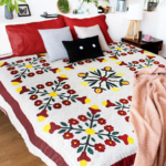 Hand Applique English Rose varation FINISHED QUILT Perfect Spring Time look