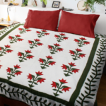 Hand Applique Carolina Lily FINISHED QUILT, Elegant Christmas Design - Queen