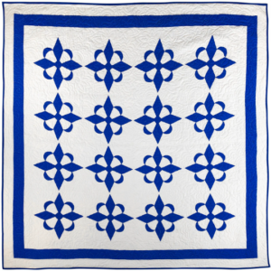 Hand Applique Blue and White Compass styled FINISHED QUILT