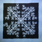 Black & Blue Hawaiian design finished wall quilt - Hand applique w/ rod pocket