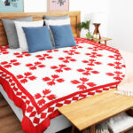 Red & White Bear Paw FINISHED QUILT - Great Border- Bold Graphics