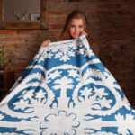 Blue & White Hawaiian Design Finished Quilt - Hand applique