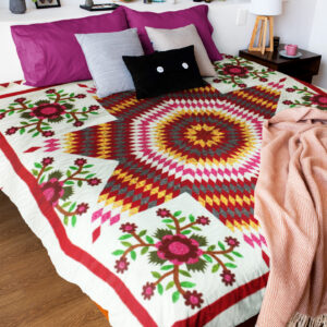 Traditional Lone Star w/ Floral Accents FINISHED QUILT – Must See