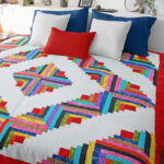 Barn Raising Log Cabin - queen size FINISHED QUILT - Multi Color