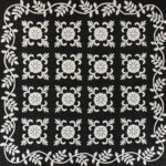 Black & White Hand Applique Sand Dollar, vine border FINISHED QUILT - Queen size