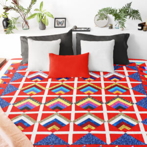 Incredible Patchwork Cheveron Scrap Abstract FINISHED QUILT – Great quilting