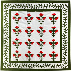 Hand Applique Carolina Lily – QUILT TOP – Queen, Elegant Must See Design