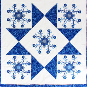 Large Hand Applique Rose of Sharon Star design QUILT TOP – Queen size