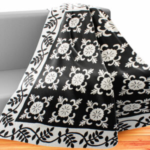 Black & White Hand Applique Sand Dollar QUILT TOP Incredible vine border Queen