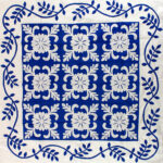 Blue & White Hand Applique Sand Dollar QUILT TOP - Incredible vine border finish