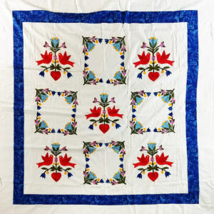 Hand Applique Love Birds in the Garden – QUILT TOP queen size