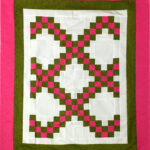 Green & Pink Irish Chain patchwork QUILT TOP lap or baby size