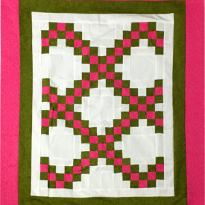 Green & Pink Irish Chain patchwork QUILT TOP lap or baby size