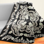 Black & White Floral Baskets Hand Applique WALL QUILT TOP Incredible sm. details