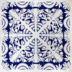 Royal Blue & White - Hawaiian Design QUILT TOP - All Hand Applique! - Queen