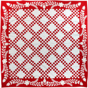 Hand Applique Hawaiian design QUILT TOP – Impeccable Quality Red & White