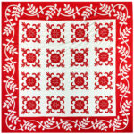 Red & White Hand Applique Sand Dollar QUILT TOP - Incredible vine border finish