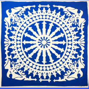 Blue & White Ships Wheel w/ Eagles Hand Applique QUILT TOP – Incredible border