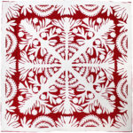 Red & White - Hawaiian design QUILT TOP - All Hand Applique! - Queen