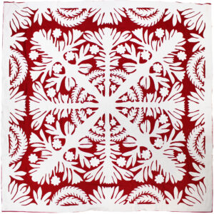 Red & White – Hawaiian design QUILT TOP – All Hand Applique! – Queen