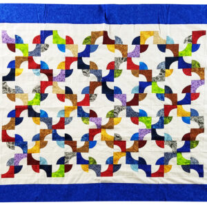 Scrap Colors Drunkards Path patchwork QUILT TOP lap or childs size