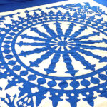 Blue & White Ships Wheel w/ Eagles Hand Applique QUILT TOP - Incredible border