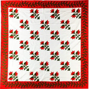 Hand Applique Carolina Lily – QUILT TOP – Queen, Elegant Must See Design