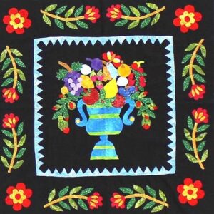 Hand applique Floral Fruit Basket WALL QUILT TOP – Beautiful small details