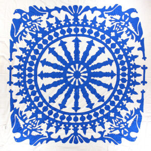 Blue & White Ships Wheel w/ Eagles Hand Applique QUILT TOP – Incredible border
