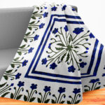 Unique Hand Applique Blue Poppy Field Medallion Wall QUILT TOP