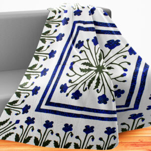 Unique Hand Applique Blue Poppy Field Medallion Wall QUILT TOP