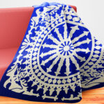 Blue & White Ships Wheel w/ Eagles Hand Applique QUILT TOP - Incredible border