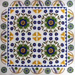 4 Tulip Medallion Hand Applique QUILT TOP incredible borders with small details